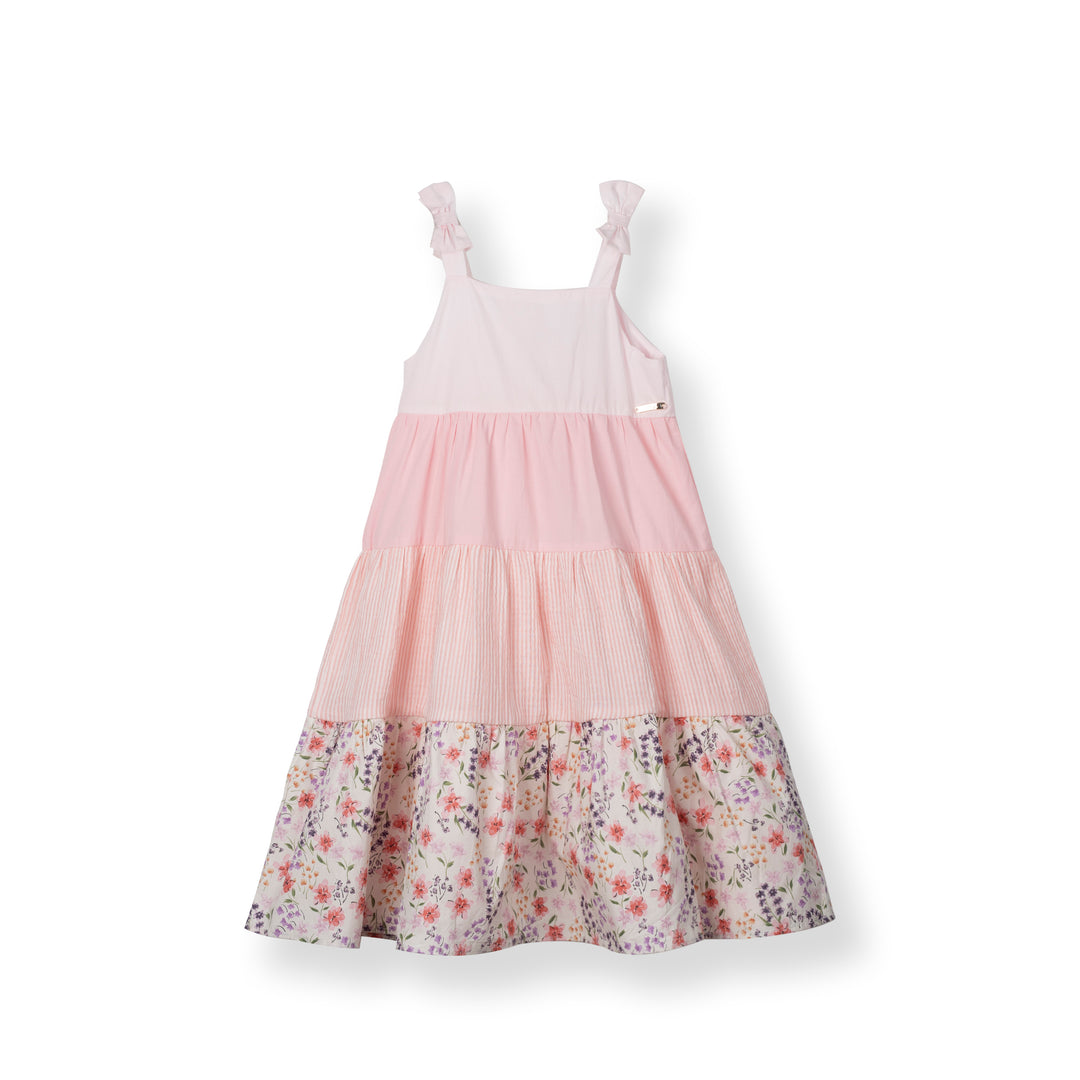 Poney Girls Lt.Pink Midi Layered Sleeveless Dress