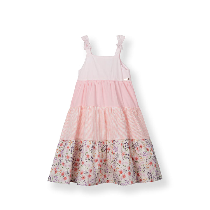 Poney Girls Lt.Pink Midi Layered Sleeveless Dress