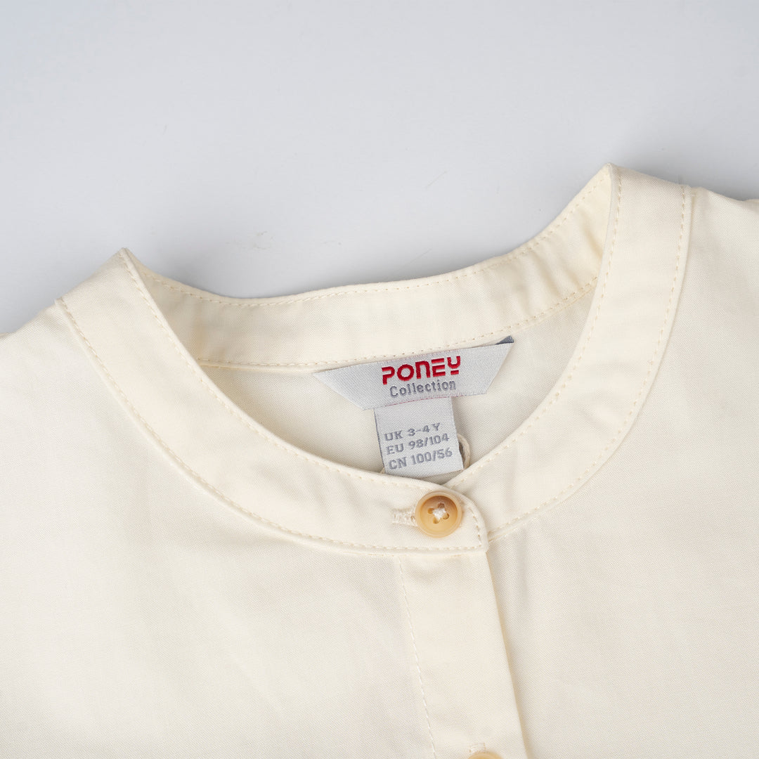Poney Girls Cream Flowy Bishop 3/4 Sleeve Dress