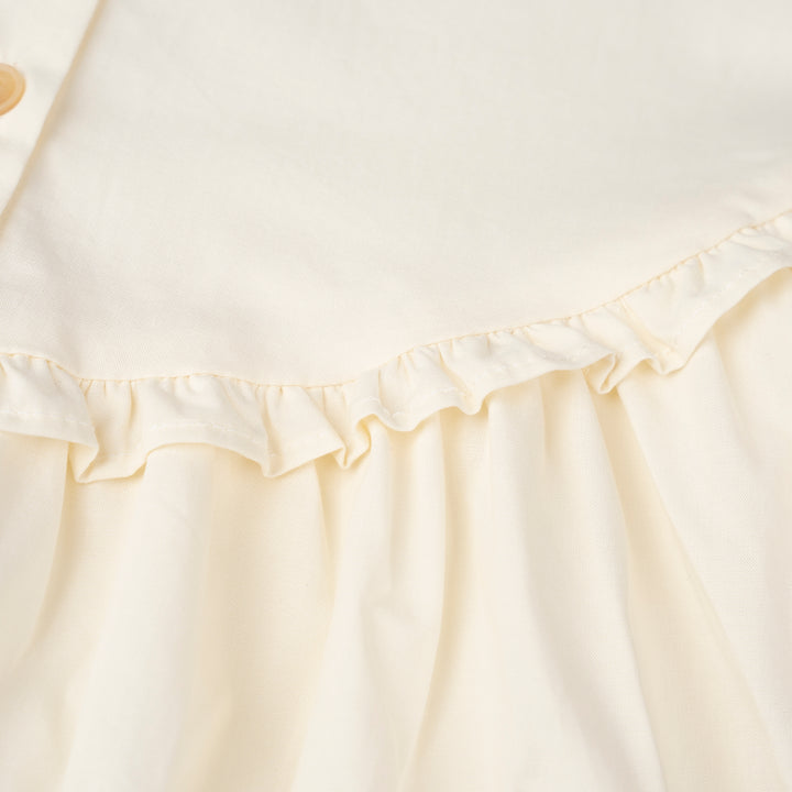 Poney Girls Cream Flowy Bishop 3/4 Sleeve Dress