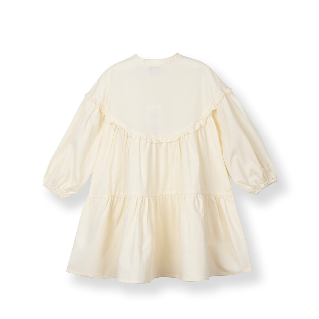 Poney Girls Cream Flowy Bishop 3/4 Sleeve Dress