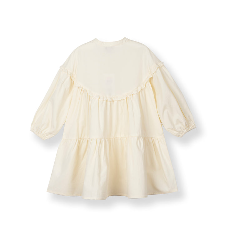 Poney Girls Cream Flowy Bishop 3/4 Sleeve Dress
