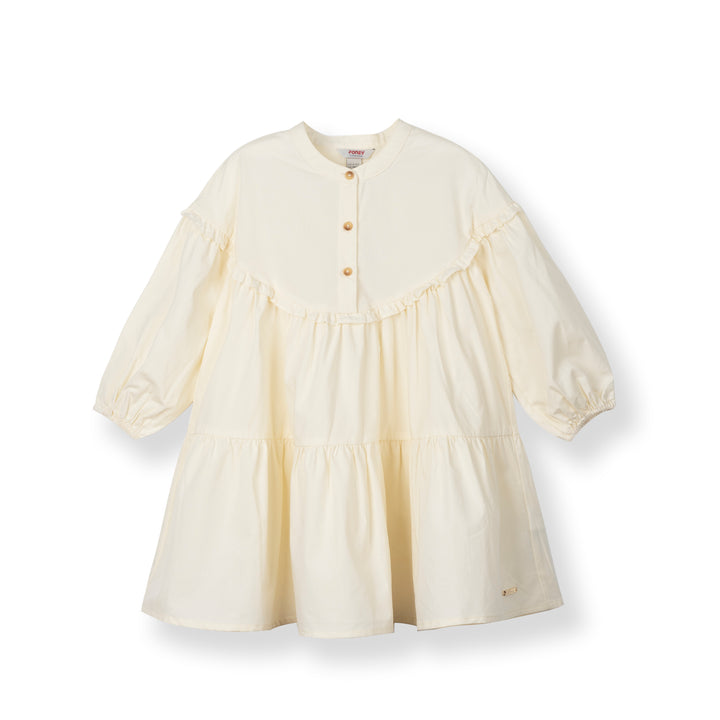 Poney Girls Cream Flowy Bishop 3/4 Sleeve Dress