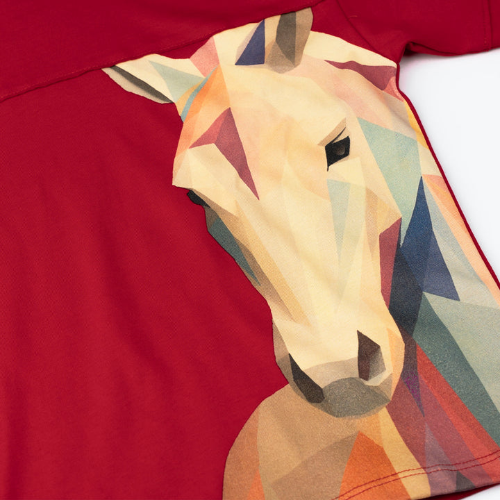 Abstract Geometric Horse Oversized Short Sleeves Tee