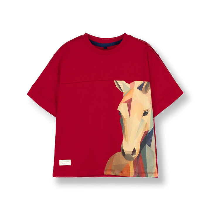 Abstract Geometric Horse Oversized Short Sleeves Tee