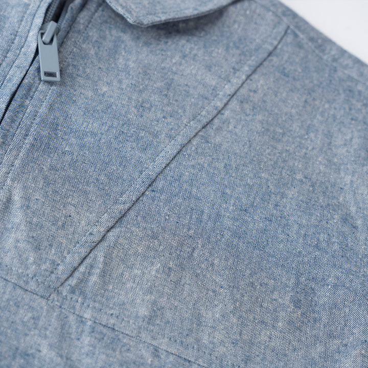 Linen Zip-up Shorts Sleeves Shirts