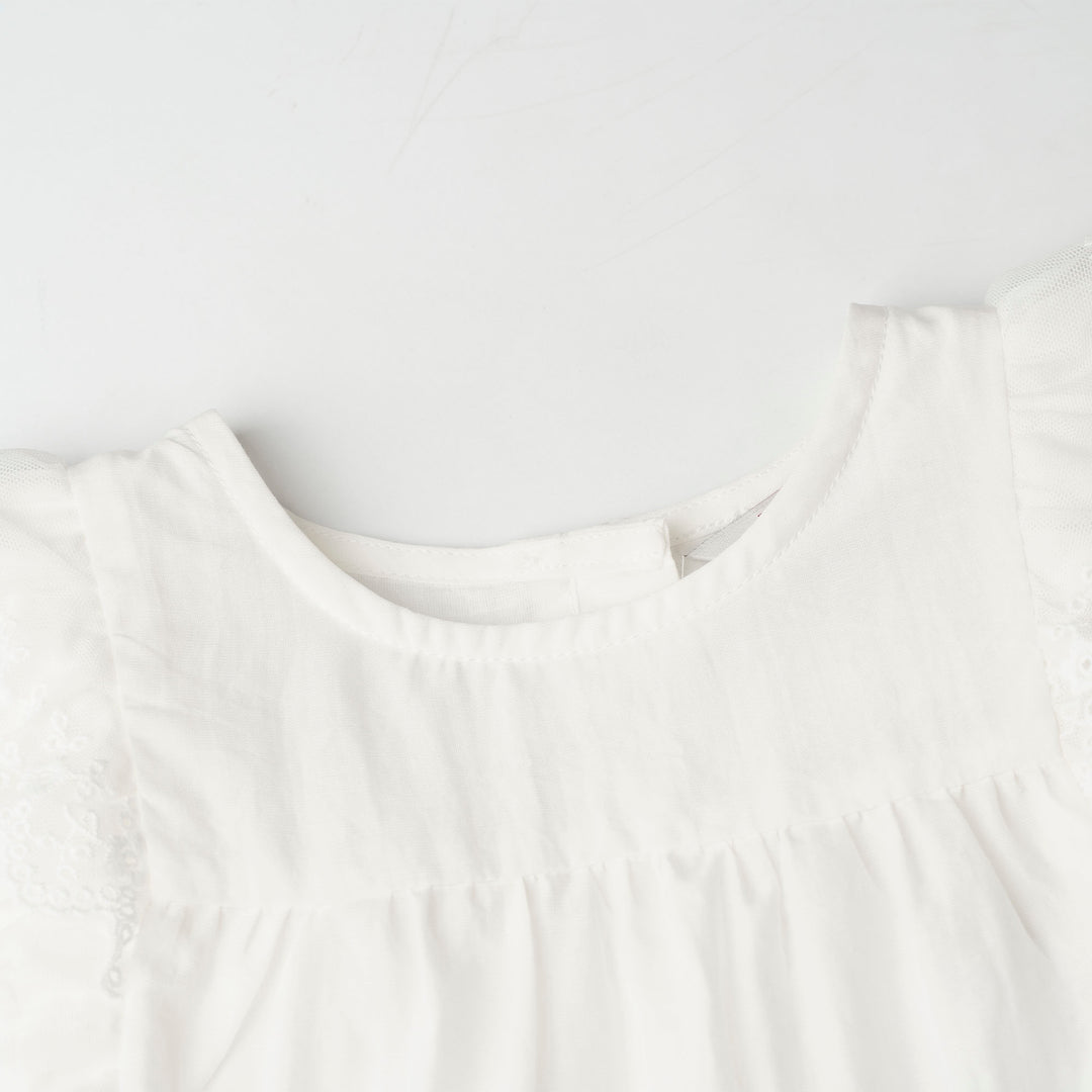 2 Tiered Blouse with Ruffles Lace Sleeves