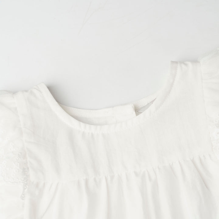 2 Tiered Blouse with Ruffles Lace Sleeves