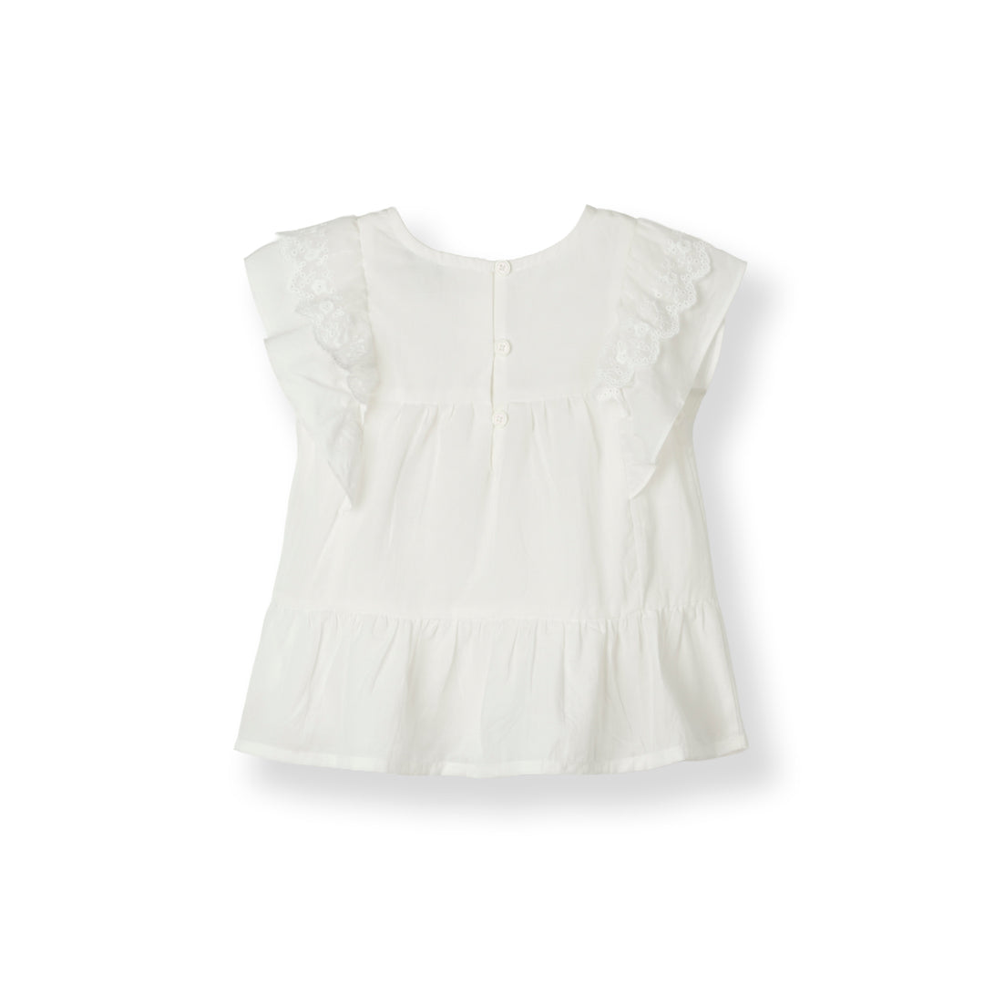 2 Tiered Blouse with Ruffles Lace Sleeves