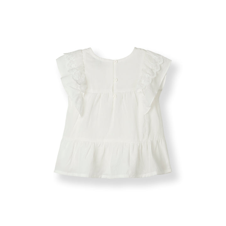 2 Tiered Blouse with Ruffles Lace Sleeves