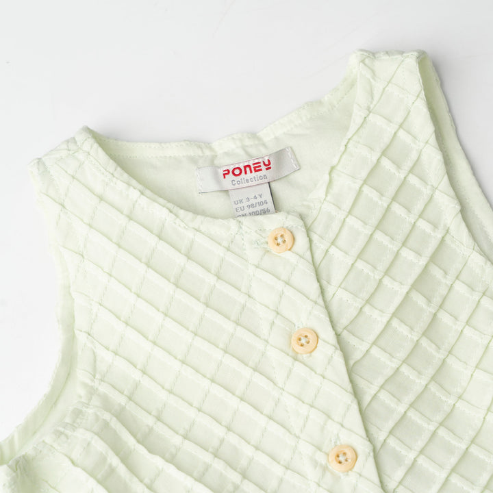 Button-up Light Green Sleeveless Midi Dress