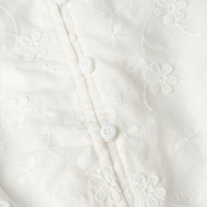 Long Sleeve Applique Embroidered Blouse