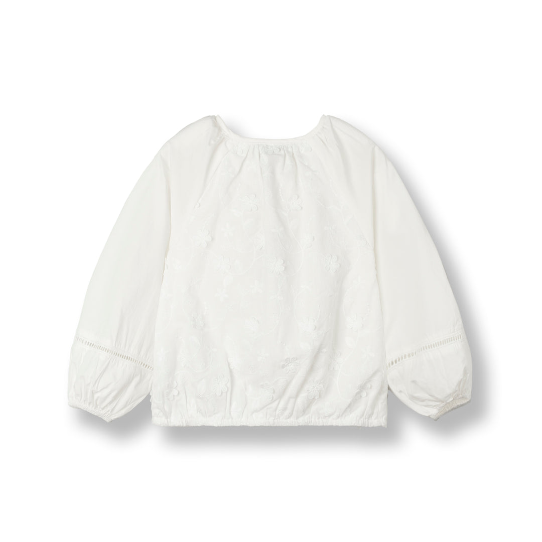 Long Sleeve Applique Embroidered Blouse