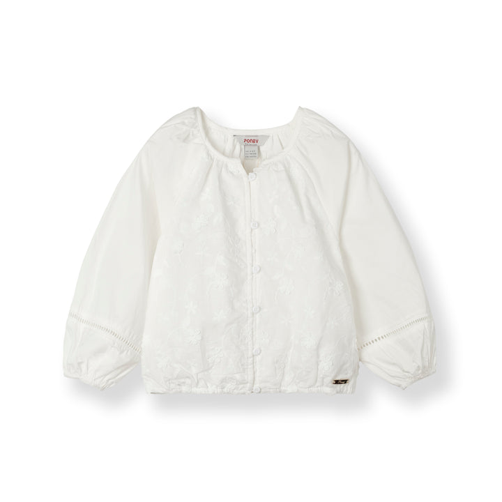 Long Sleeve Applique Embroidered Blouse