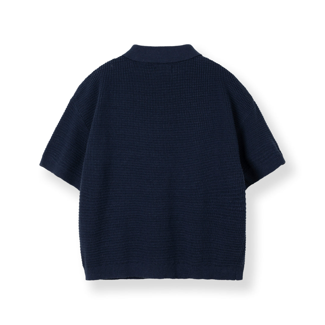 Openwork Knitted Cotton Polo Shirt