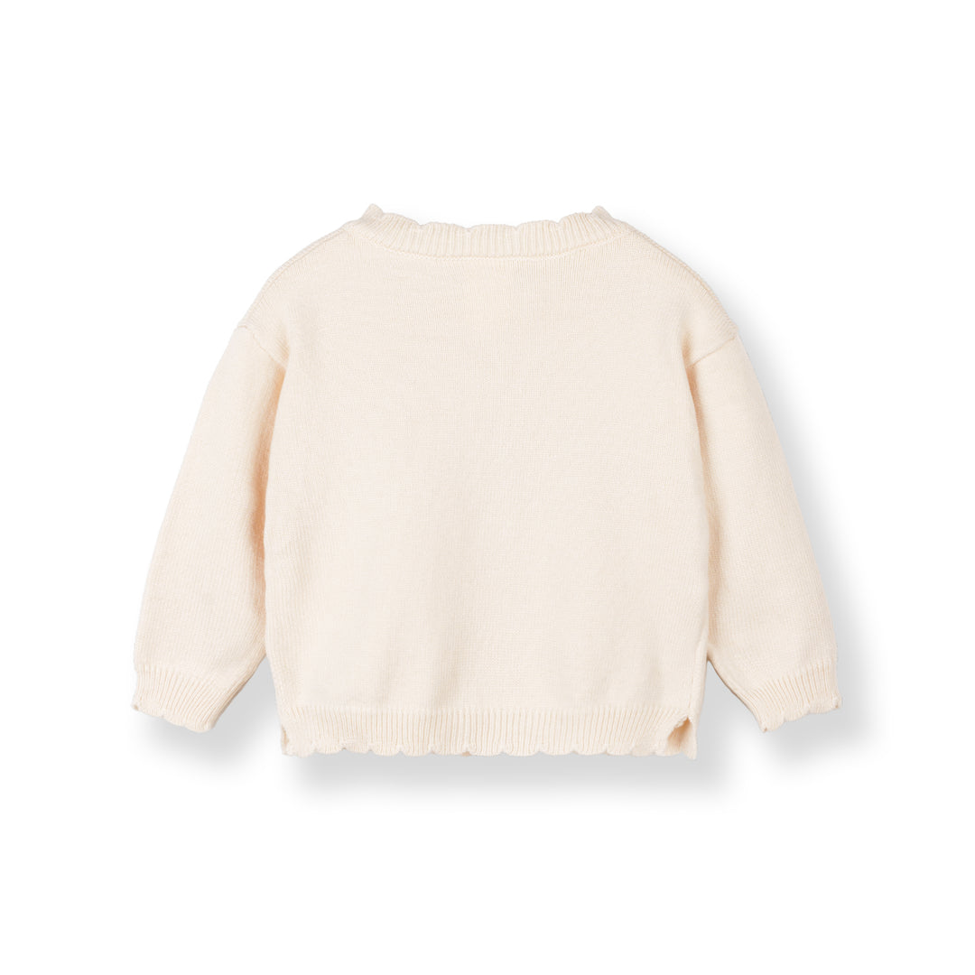 Poney Flat Knit Sweetheart Long Sleeve Cardigan
