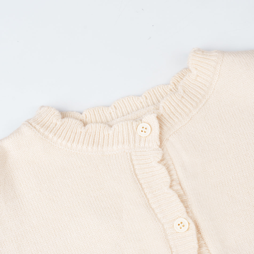 Poney Flat Knit Sweetheart Long Sleeve Cardigan