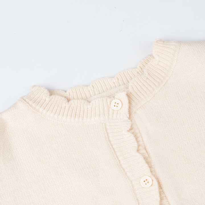 Poney Flat Knit Sweetheart Long Sleeve Cardigan