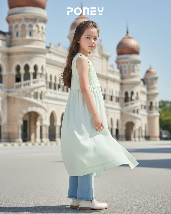 Button-up Light Green Sleeveless Midi Dress