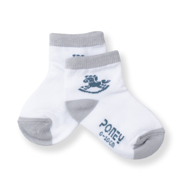 [NEW] Poney Baby Boys White Poney Rocking Horse Socks 2104AB