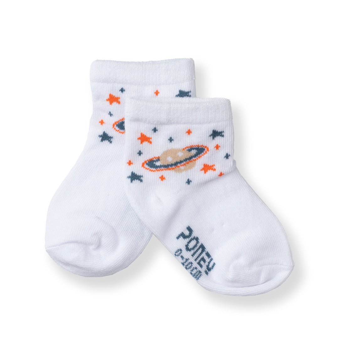 [NEW] Poney Baby Boys White Galaxy Socks 2105AB