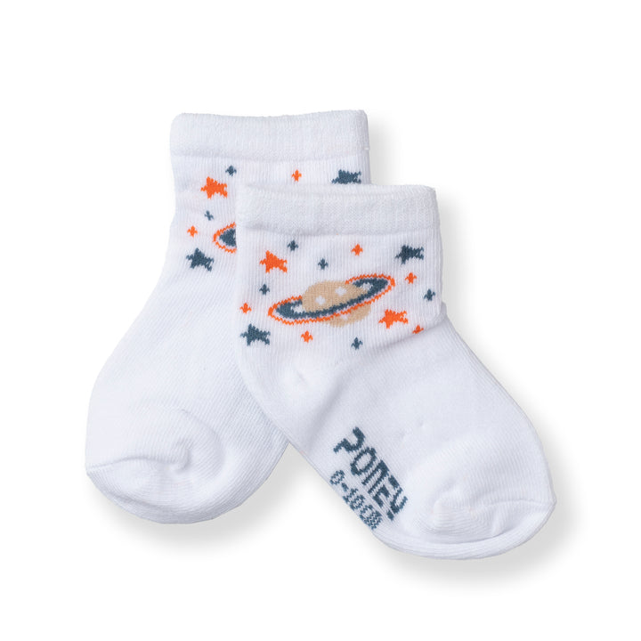 [NEW] Poney Baby Boys White Galaxy Socks 2105AB