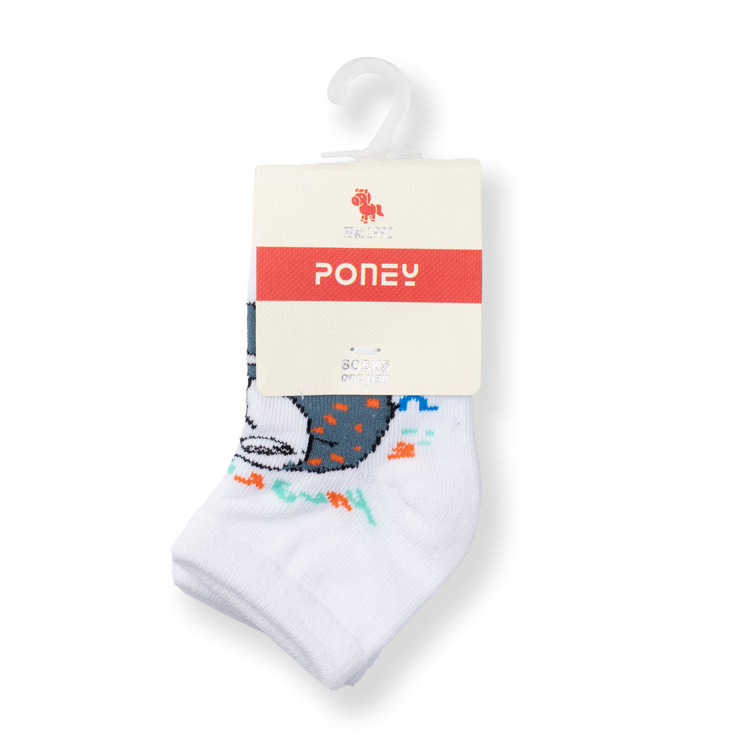 [NEW] Poney Baby Boys White Cute Graphic Socks 2108AB