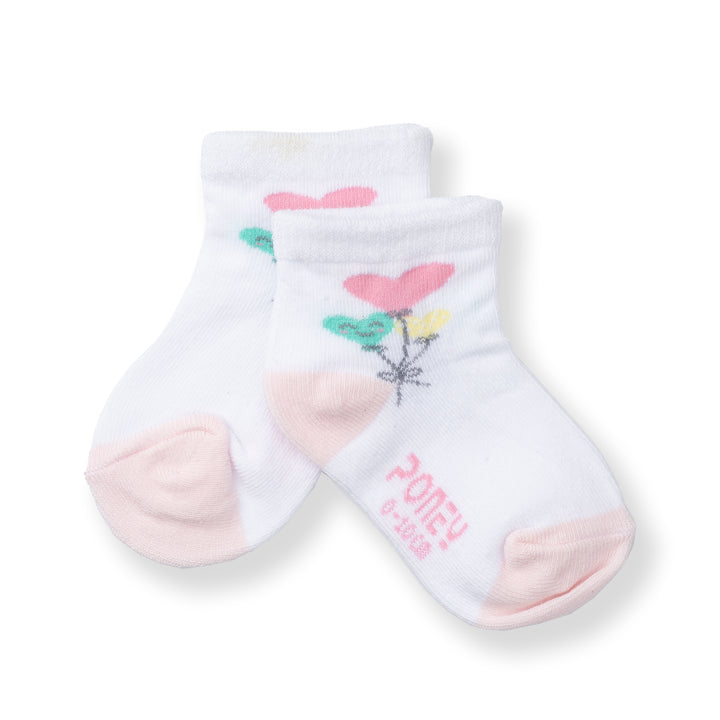 [NEW] Poney Baby Girls White Flowers Socks 2117AB