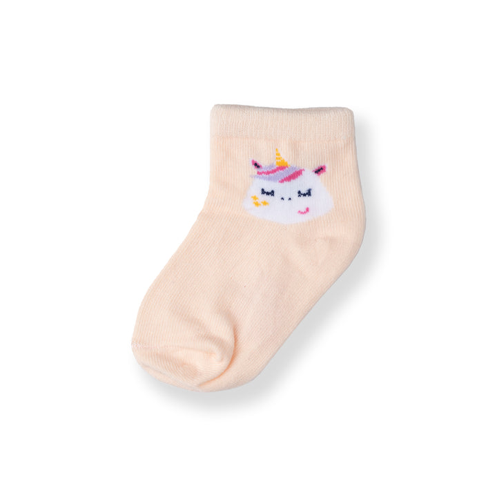 [NEW] Poney Baby Girls Light Orange Unicorn Socks 2119AB