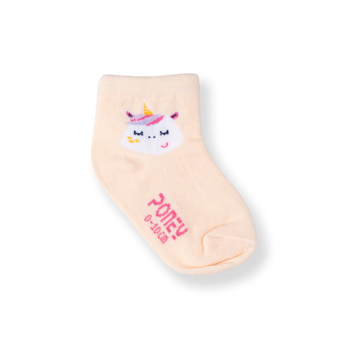 [NEW] Poney Baby Girls Light Orange Unicorn Socks 2119AB