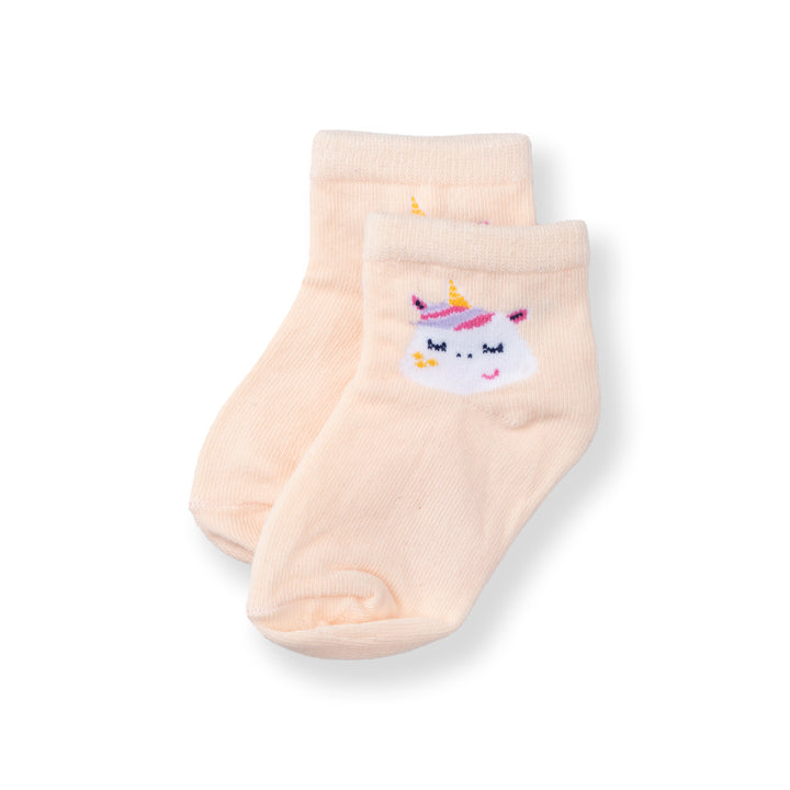 [NEW] Poney Baby Girls Light Orange Unicorn Socks 2119AB