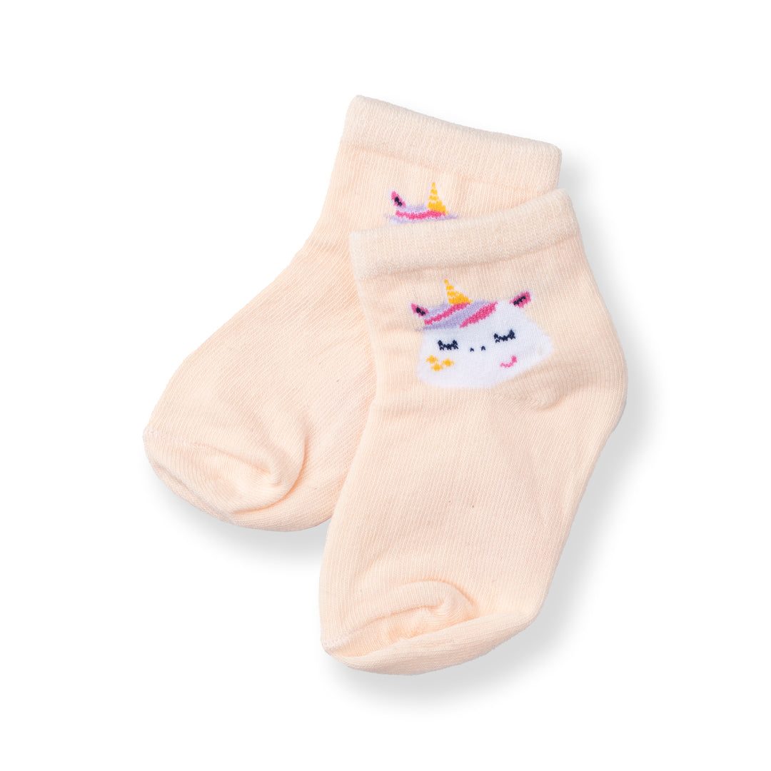 [NEW] Poney Baby Girls Light Orange Unicorn Socks 2119AB