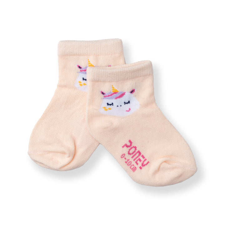 [NEW] Poney Baby Girls Light Orange Unicorn Socks 2119AB