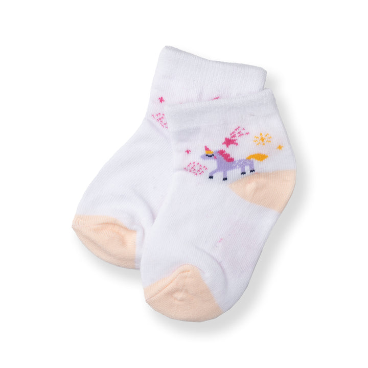 [NEW] Poney Baby Girls White Unicorn Socks 2120AB