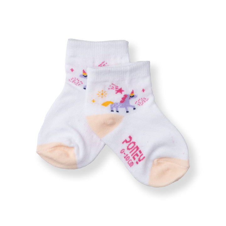 [NEW] Poney Baby Girls White Unicorn Socks 2120AB