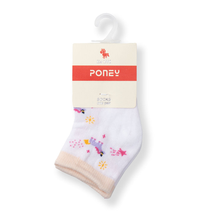 [NEW] Poney Baby Girls White Unicorn Socks 2121AB