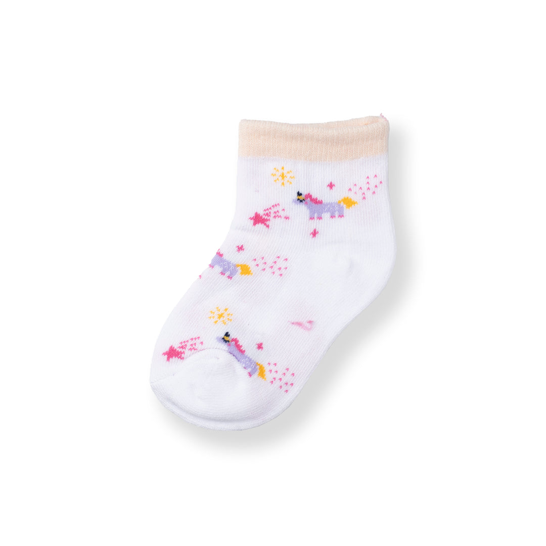 [NEW] Poney Baby Girls White Unicorn Socks 2121AB