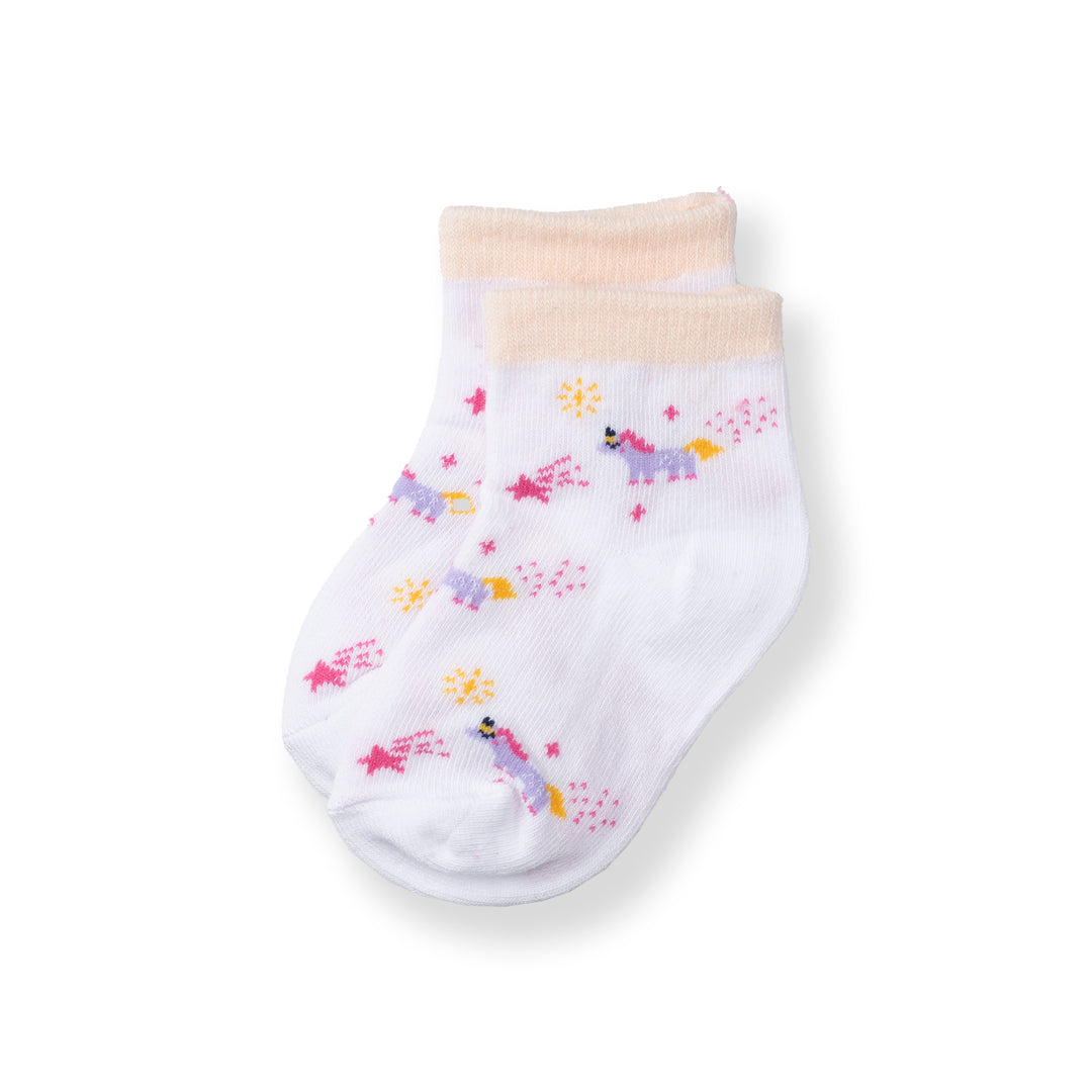 [NEW] Poney Baby Girls White Unicorn Socks 2121AB