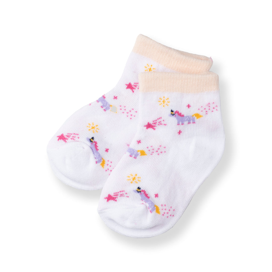 [NEW] Poney Baby Girls White Unicorn Socks 2121AB