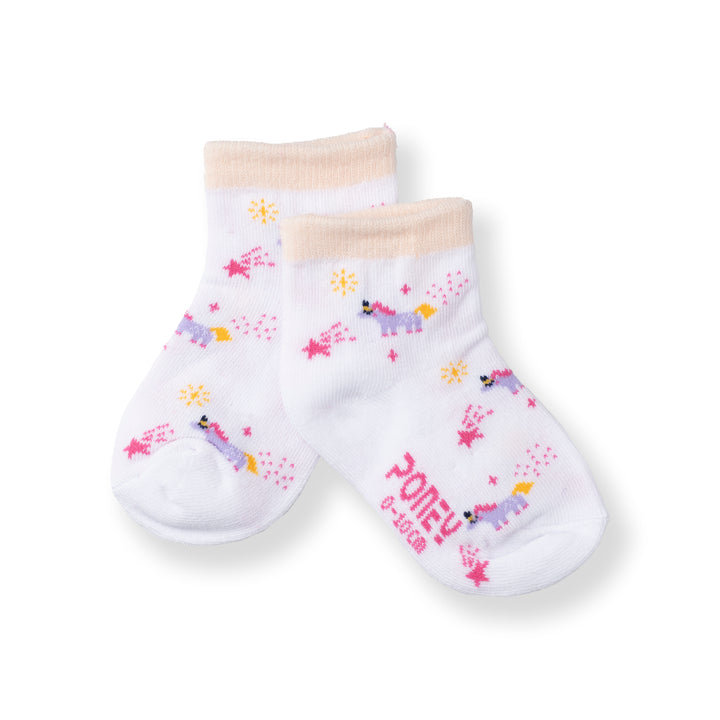 [NEW] Poney Baby Girls White Unicorn Socks 2121AB
