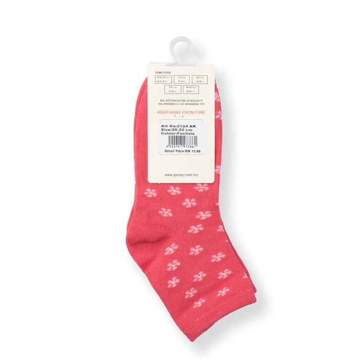 [NEW] Poney Girls Fuchsia Flower Socks 2134