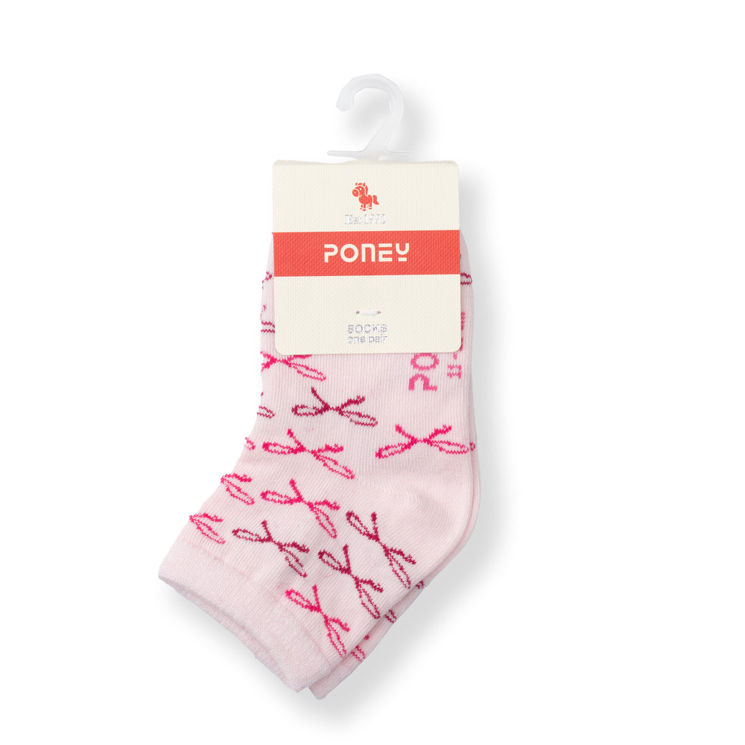 [NEW] Poney Girls Light Pink Ribbon All-Over Socks 2138