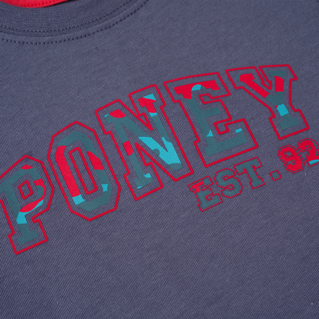 Poney Boys Grey Poney Logo Short Sleeve Tee