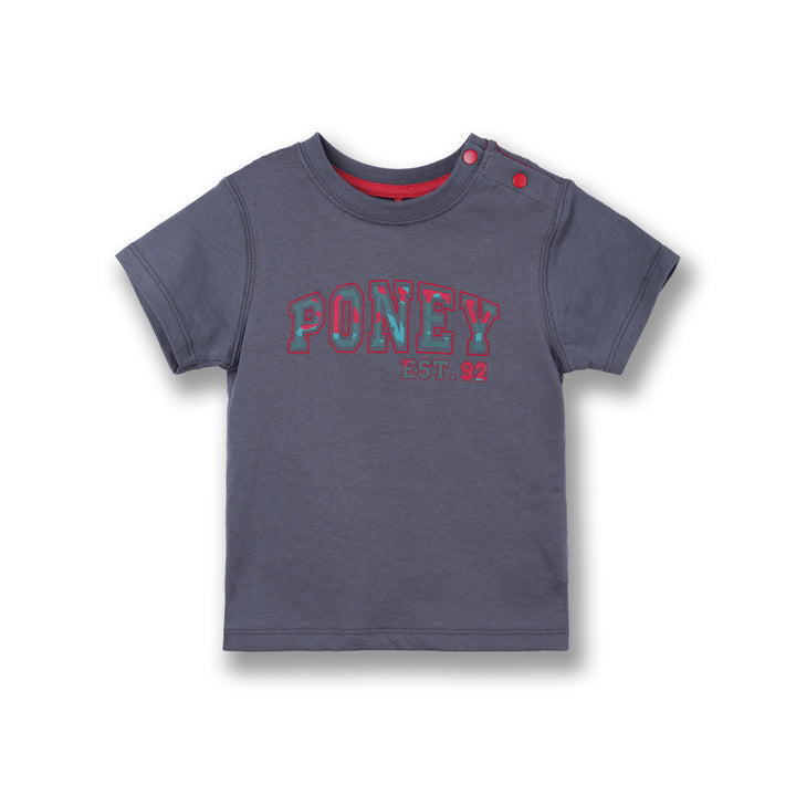 Poney Boys Grey Poney Logo Short Sleeve Tee