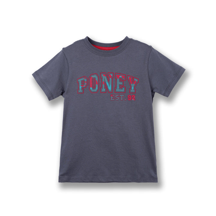 Poney Boys Grey Poney Logo Short Sleeve Tee