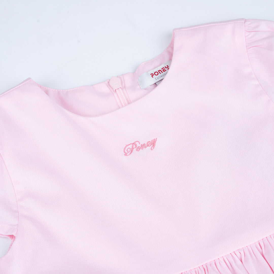 Poney Girls Baby Pink Short Sleeve Dress