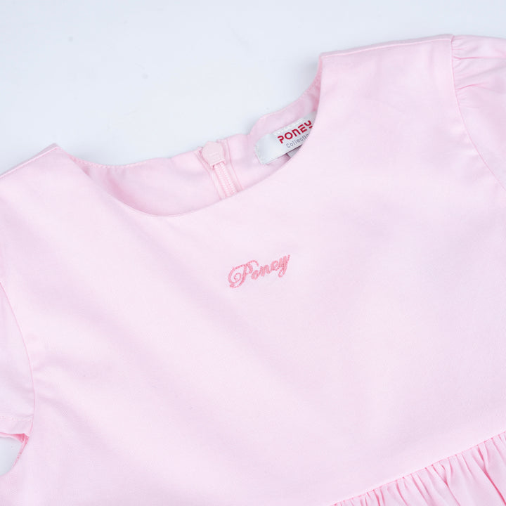 Poney Girls Baby Pink Short Sleeve Dress