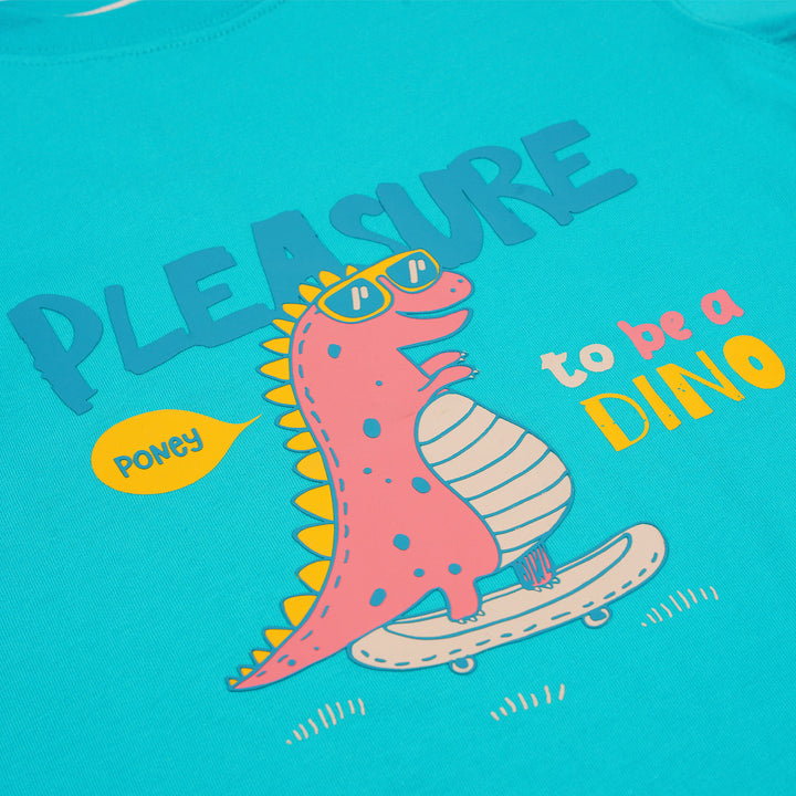 Poney Boys Turquoise Pleasure To Be A Dino Short Sleeve Tee