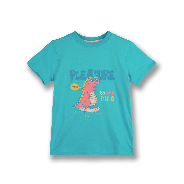 Poney Boys Turquoise Pleasure To Be A Dino Short Sleeve Tee