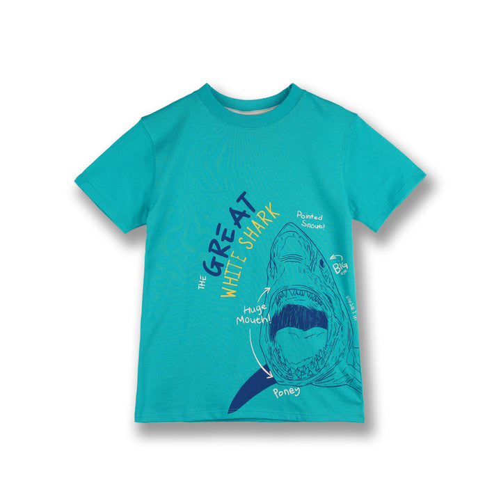 Poney Boys Turquoise The Great White Shark Short Sleeve Tee